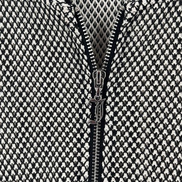 JUICY Couture Black & White Mesh Bomber Track Jacket Lightweight Small - Picture 3 of 7